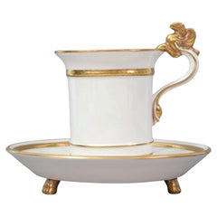 Hammersley Spode Fine Bone China Griffin Handle Footed Cup and Saucer