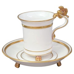 Hammersley Spode Fine Bone China Griffin Handle Footed Cup and Saucer