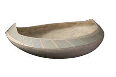 Mid Century Studio Pottery Coracle Form Centrepiece Bowl with Geometric Rim