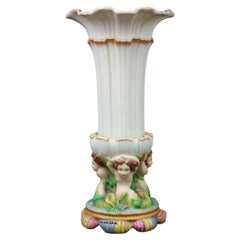 Antique Victorian Parian Porcelain Figural Mermaid Vase with Shell Base