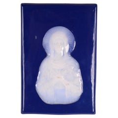 Limoges Pâte-sur-Pâte Porcelain Religious Plaque of Virgin Mary Signed Le Roux
