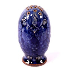 Doulton Lambeth Owl Sugar Caster in Mottled Blue Stoneware