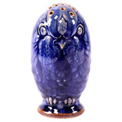 Doulton Lambeth Owl Sugar Caster in Mottled Blue Stoneware