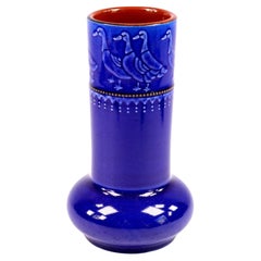 Denby Langley Art Deco Cobalt Blue Stoneware Bird Vase ca. 1940