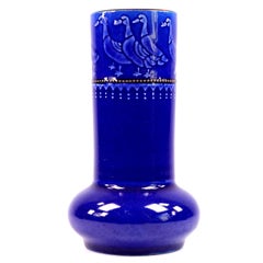 Denby Langley Art Deco Cobalt Blue Stoneware Bird Vase ca. 1940
