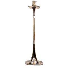 Antique Arts & Crafts Jugendstil Tall Silver-Plated Candlestick ca. 1880