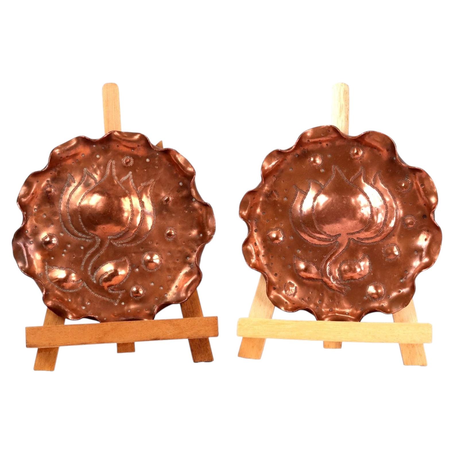 Omani Hand-Hammered Copper Cooking Ladles with Engraved Handles, Set of ...