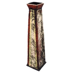 Paula Downing Hand-Built Studio Pottery Terracotta Obelisk Slab Vase