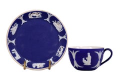 Antique Wedgwood Miniature Blue Jasperware Cup and Saucer Set