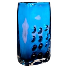 Whitefriars Kingfisher Blue Mobile Phone Glass Vase Geoffrey Baxter Pattern 9670