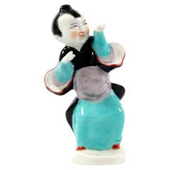 Royal Worcester Porcelain Chinoiserie Girl Head Up Figurine, Model 3362