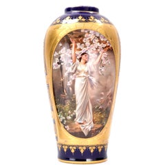 Antique Royal Vienna Porcelain Baluster Vase Painted with 'Hoffnung und Liebe'