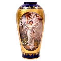 Antique Royal Vienna Porcelain Baluster Vase Painted with 'Hoffnung und Liebe'