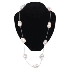 Lliana Baroque Pearl and Sterling Silver Station Necklace
