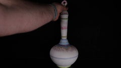 Jean Gille Biscuit Porcelain Covered Bottle Vase with Painted Decoration