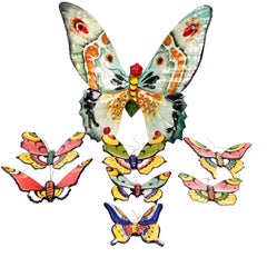 Set of Eight Italian and Portuguese Ceramic Butterfly Wall Plaques
