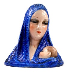 Guido Cacciapuoti: Art-déco-Keramik aus Italien – Büste der Madonna mit Kind