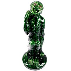 Antique Grotesque Art Pottery Monkey Figure Attributed to Arthur Craco