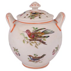 Attributed to Minton Antique Parian Pot Pourri Vase with Enamelled Birds