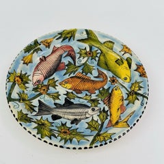 Water Berry Pottery Hand-Painted Ceramic Plate with Fish, Zimbabwe