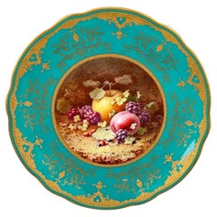 Antique Coalport Hand-Painted Porcelain Fruit Cabinet Plate by Frederick Chivers