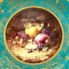 Antique Coalport Hand-Painted Porcelain Fruit Cabinet Plate by Frederick Chivers