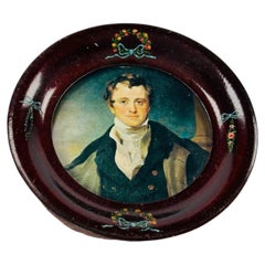 Victorian Painted Wood Miniature Portrait Frame, Sir Humphry Davy After Lawrence