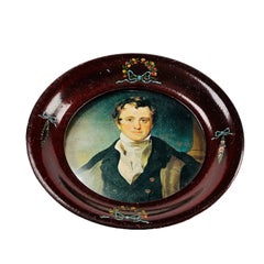 Victorian Painted Wood Miniature Portrait Frame, Sir Humphry Davy After Lawrence
