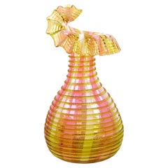 Victorian Art Glass Jack-in-the-Pulpit Vase, Attributed to Clichy or Legras