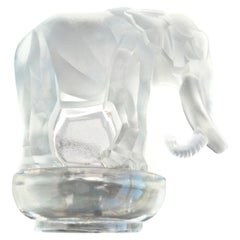 René Lalique Art Deco Frosted Glass Toby Elephant Paperweight, 1931