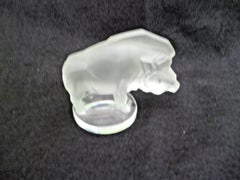 Lalique Frosted and Clear Glass Sanglier Wild Boar Figurine Mascot