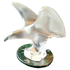 Lalique French Frosted and Clear Crystal Landing Eagle Sculptures