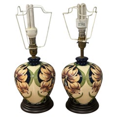 Pair of Moorcroft Anna Lily Pottery Table Lamp Bases by Nicola Slaney