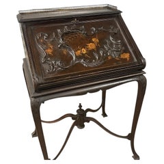 Antique Inlaid Chippendale Style Writing Bureau on Cabriole Stand