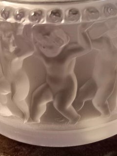 Rene Lalique Frosted Crystal Les Enfants Dressing Table Powder Jar