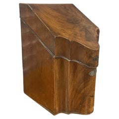 Antique Georgian Mahogany Serpentine Knife Box Converted to Stationery Rack