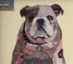 Alex Zheng 'Empire English Bulldog' Framed Paper Collage Art