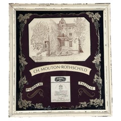 Pair of Vintage French Bordeaux Wine Mirrored Panels, Mouton Rothschild & Latour