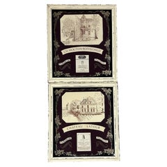 Pair of Vintage French Bordeaux Wine Mirrored Panels, Mouton Rothschild & Latour