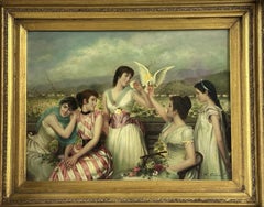 D'après Vittorio Corcos, « Dans le sud ensoleillé », signé « L Clint », peinture à l'huile encadrée