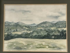 Carl Zimmerman, Rural Valley Landscape, Large Framed Watercolour, 1987