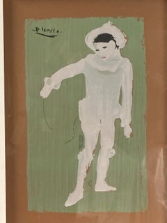 After Pablo Picasso, Mid Century Screenprint of Pierrot White Clown