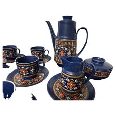 Mid Century Winterling Schwarzenbach Bavaria 16-Piece Blue Floral Coffee Tea Set