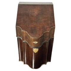 Antique Georgian Serpentine Front Mahogany Knife Box with Marquetry Star