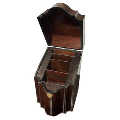 Antique Georgian Serpentine Front Mahogany Knife Box with Marquetry Star