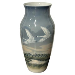 Royal Copenhagen Porcelain Swans in Flight Large Vase, Model 1955 / 137