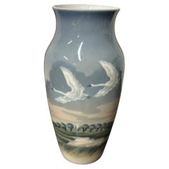 Royal Copenhagen Porcelain Swans in Flight Large Vase, Model 1955 / 137