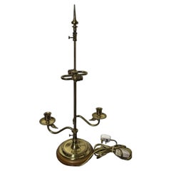 Mid Century French Empire Style Brass Twin-Branch Swan Bouillotte Table Lamp