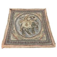 Mid Century Burmese Kalaga Silk and Sequin Embroidered Elephant Wall Hanging