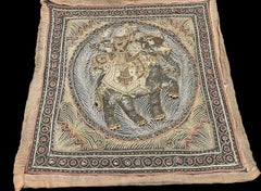 Mid Century Burmese Kalaga Silk and Sequin Embroidered Elephant Wall Hanging